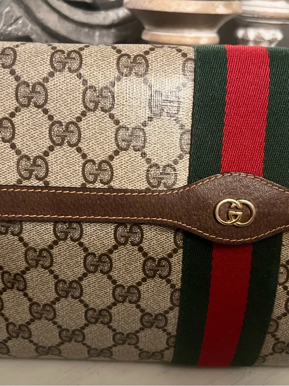 Gucci Supreme Canvas sherry line clutch Large size